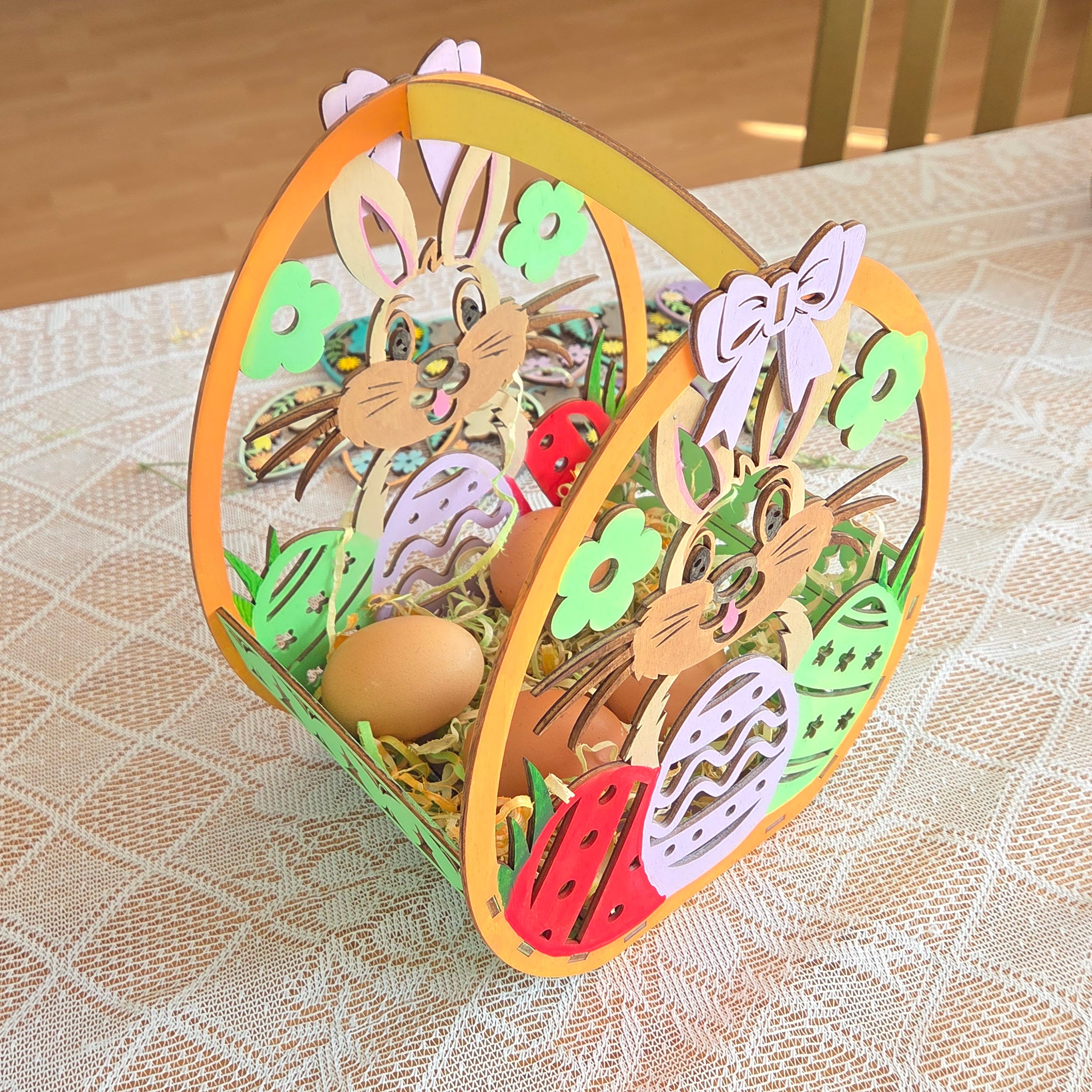 Osterkorb mit Hasen und Eiern