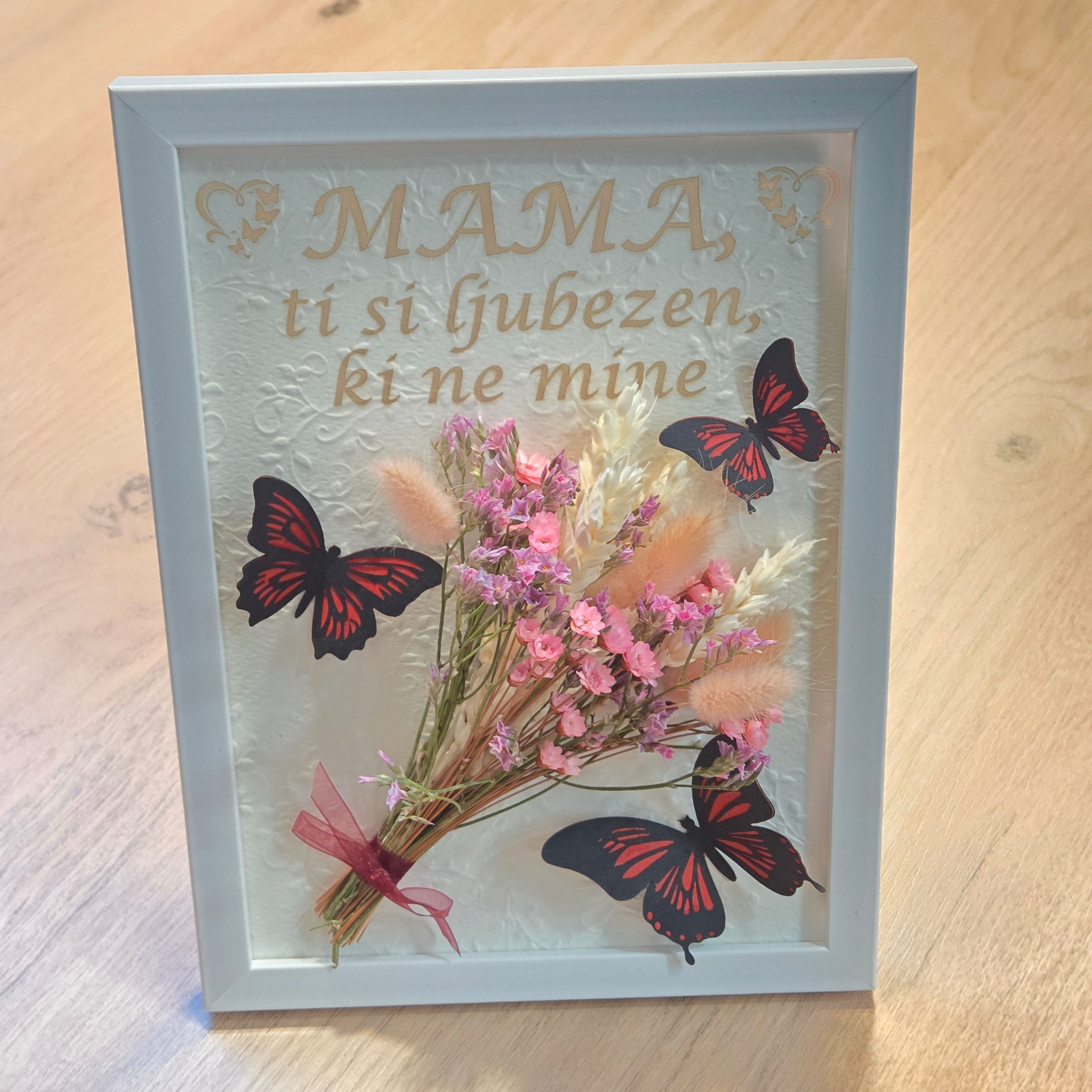 Deko-Rahmen mit Trockenblumen für Mama – MAMA, du bist die Liebe, die niemals vergeht