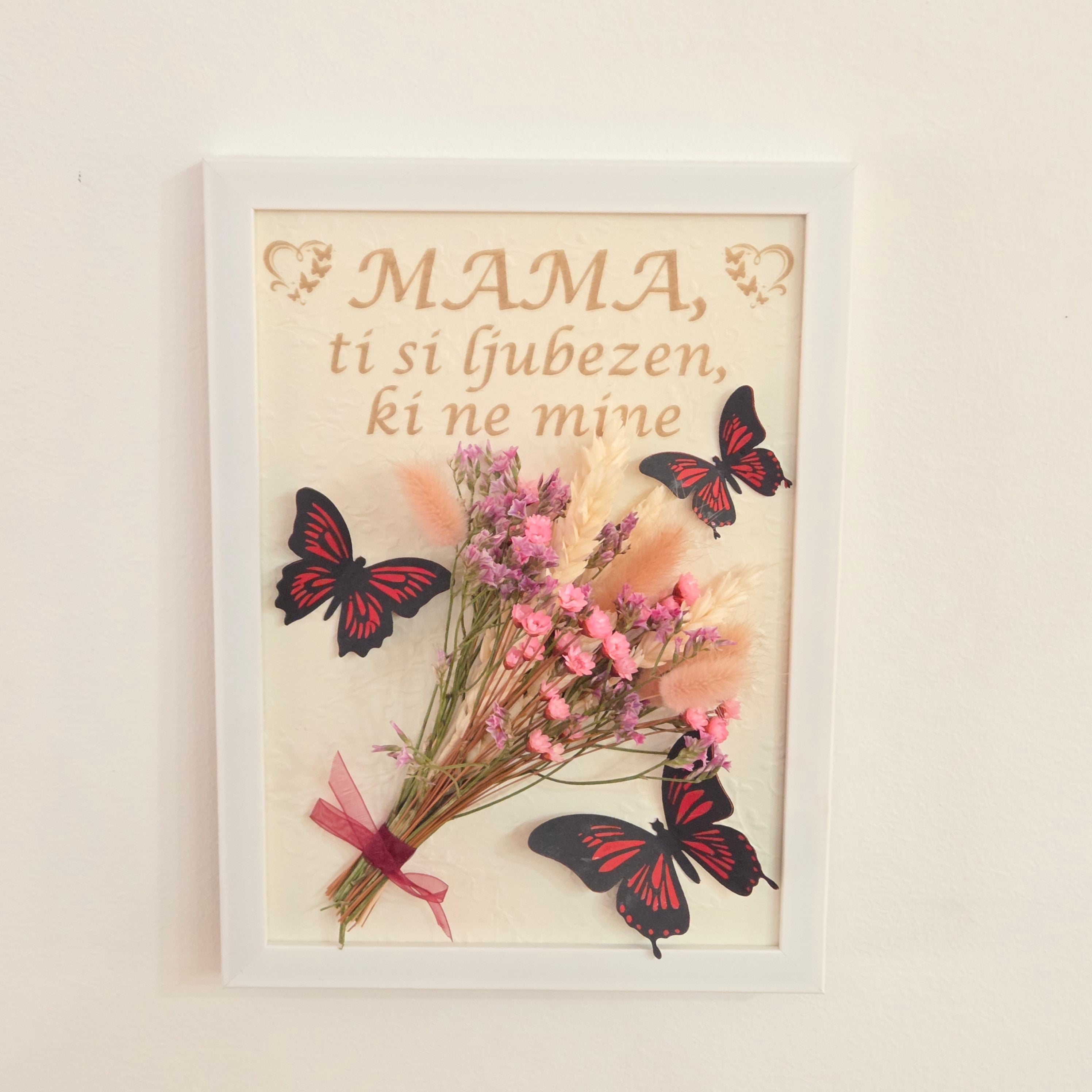 Deko-Rahmen mit Trockenblumen für Mama – MAMA, du bist die Liebe, die niemals vergeht