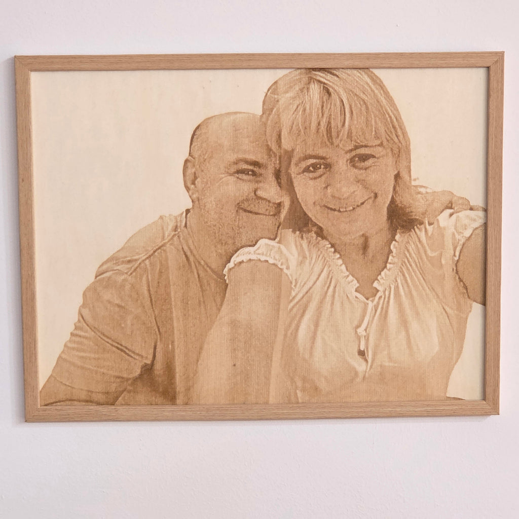 Graviertes Foto auf Holz 30 x 40 cm