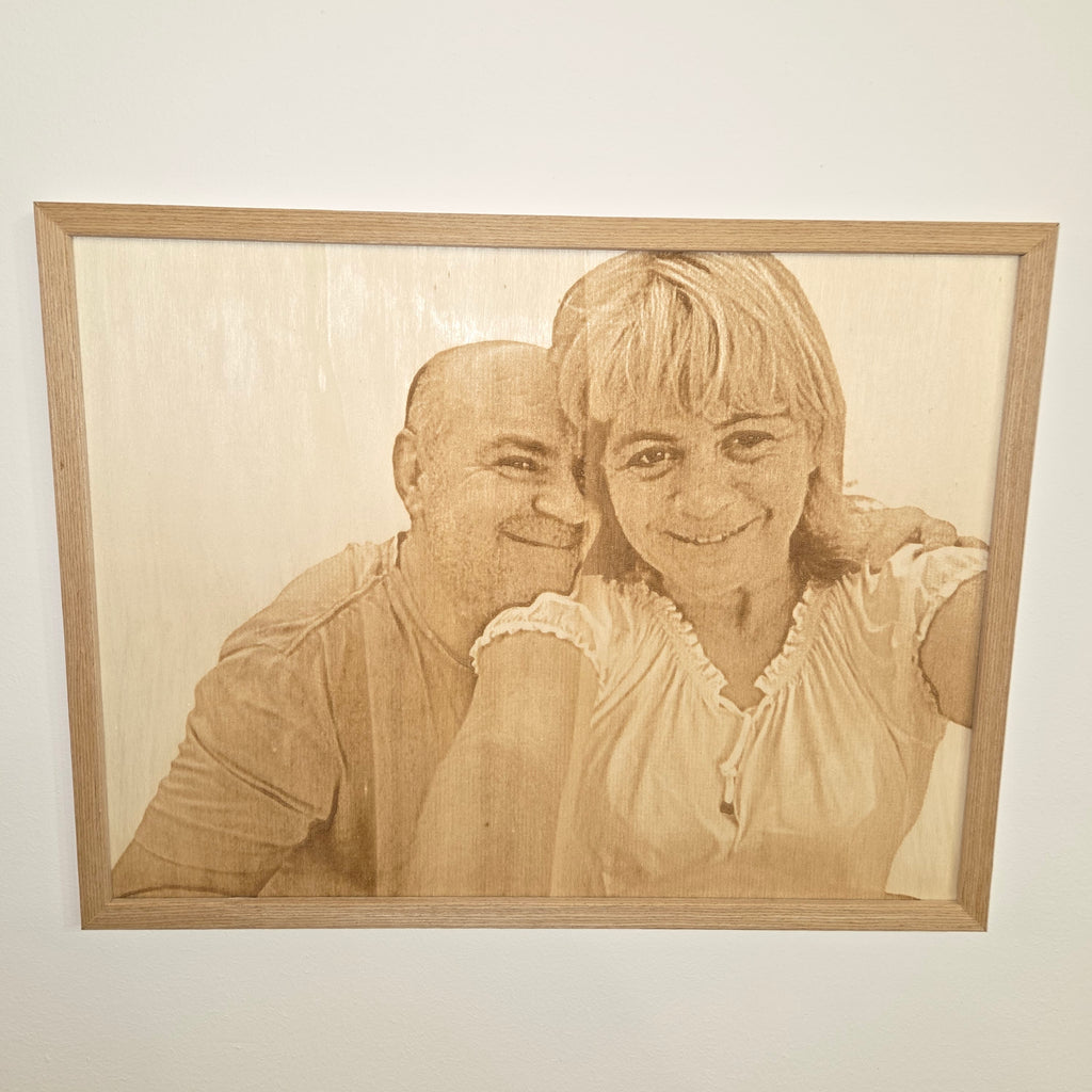 Graviertes Foto auf Holz 30 x 40 cm