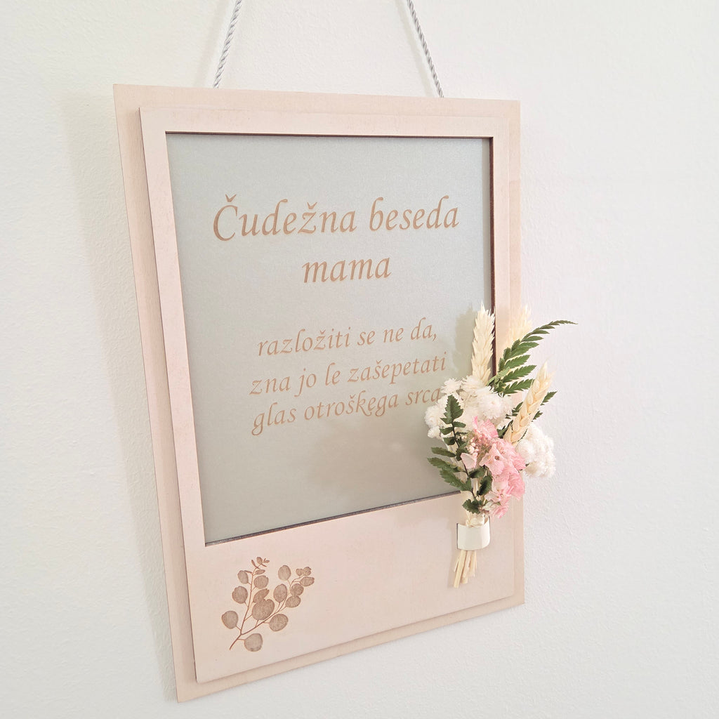Dekorativni okvir s suhim cvetjem – Čudežna beseda mama