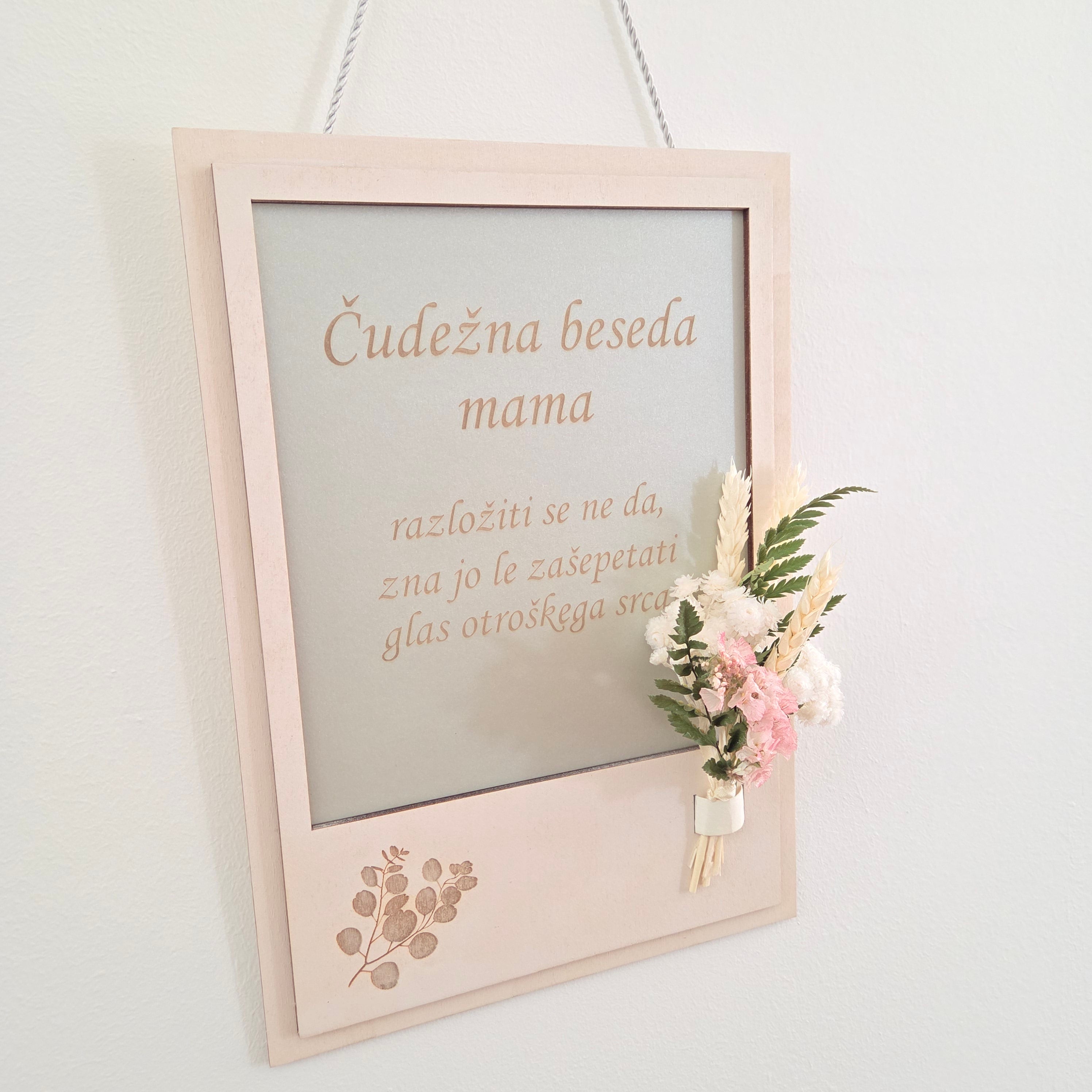 Dekorativni okvir s suhim cvetjem – Čudežna beseda mama