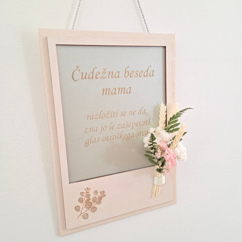 Dekorativni okvir s suhim cvetjem – Čudežna beseda mama