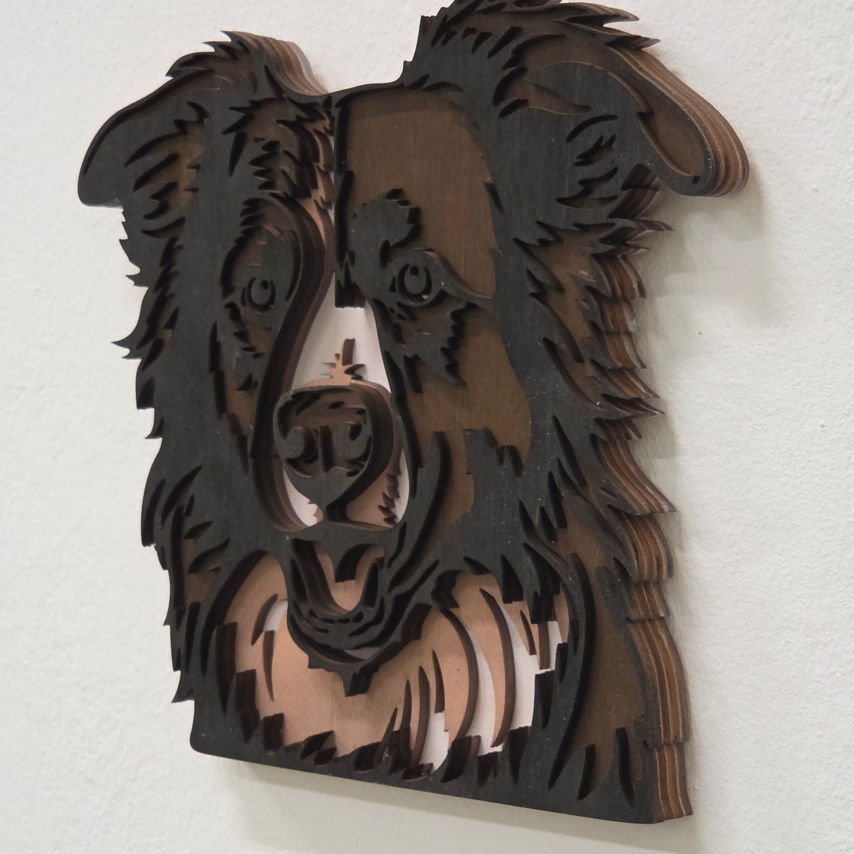 Border Collie mandala – lesena stenska dekoracija