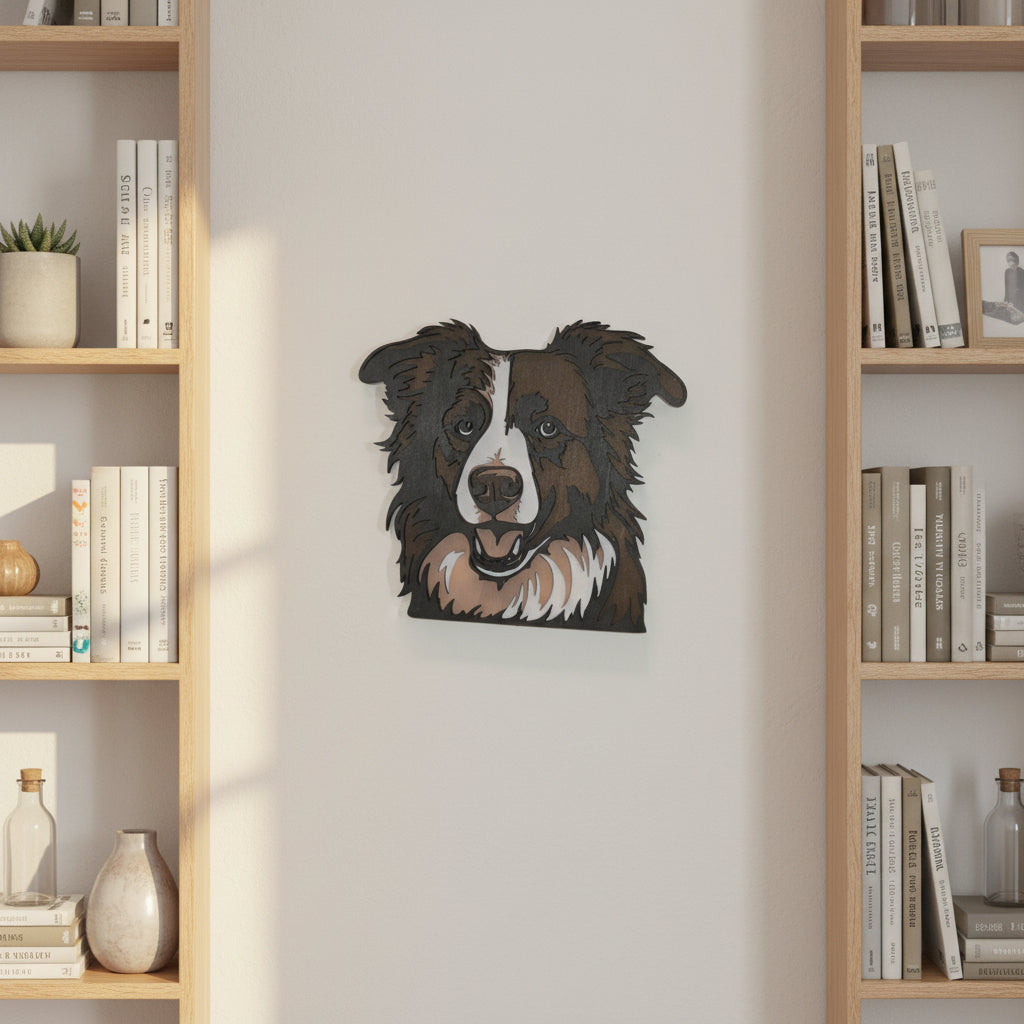 Border Collie mandala – lesena stenska dekoracija