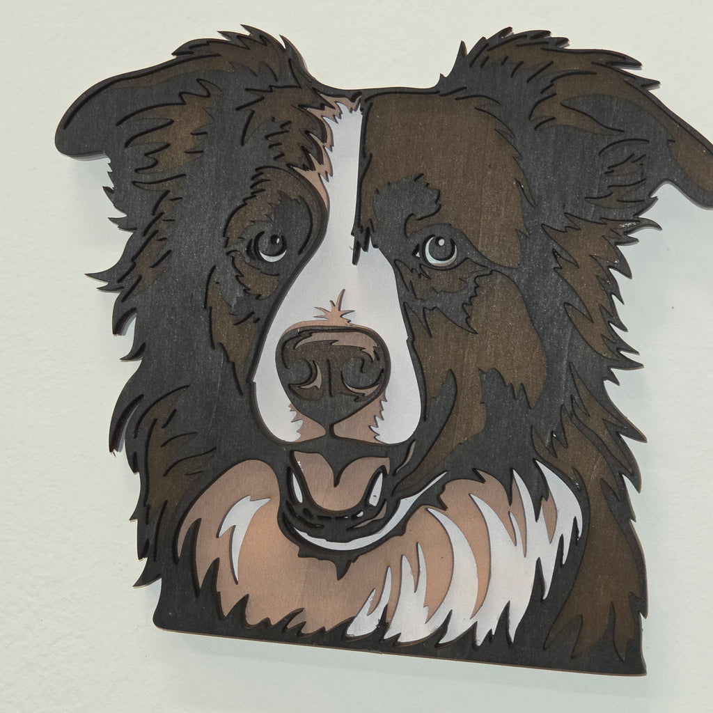Border Collie mandala – lesena stenska dekoracija