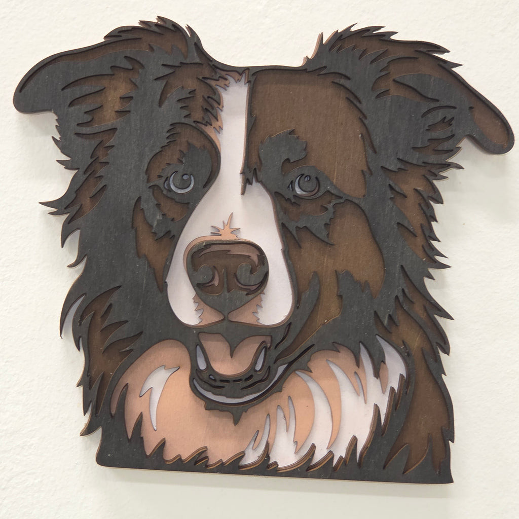 Border Collie mandala – lesena stenska dekoracija