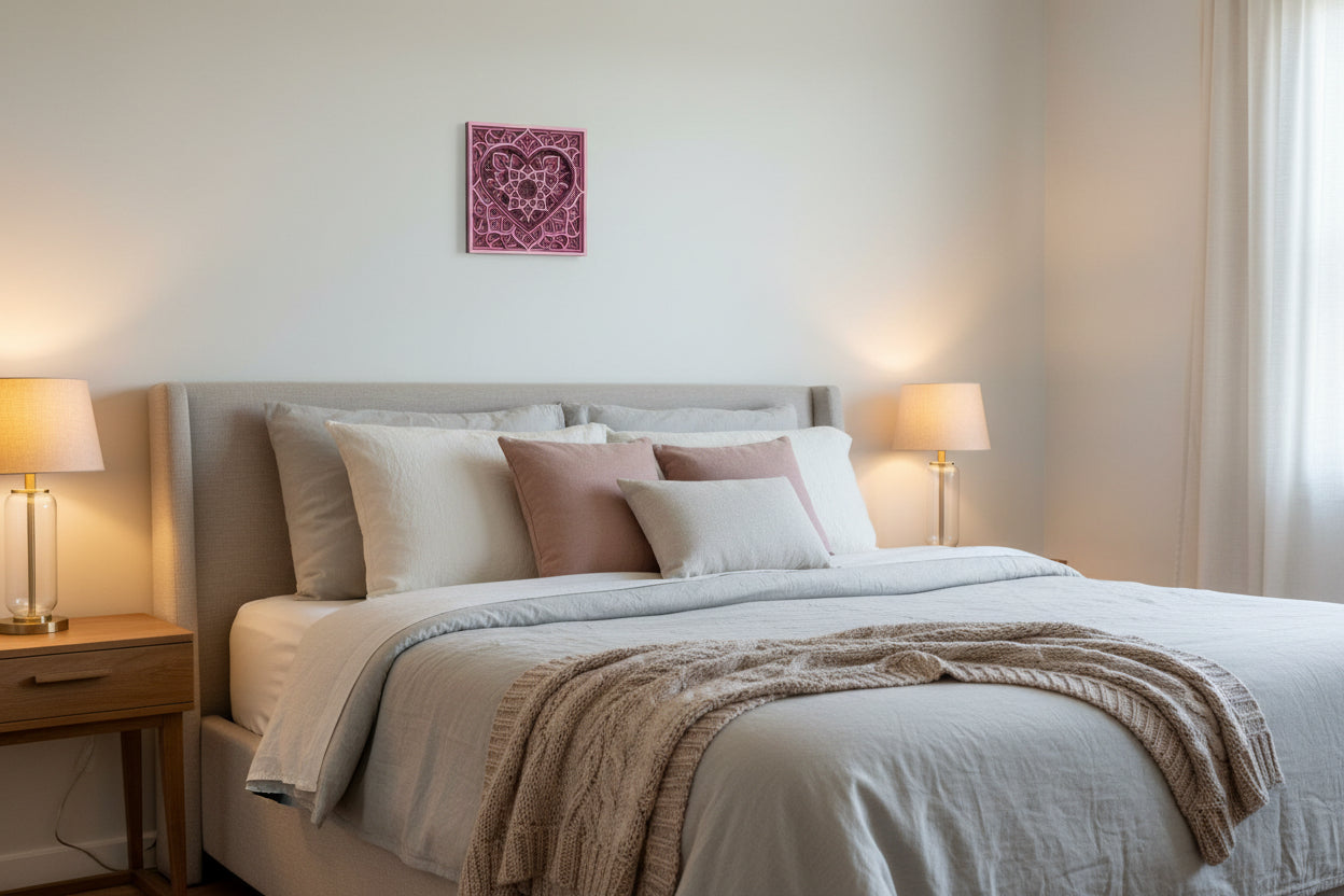 Srčna mandala – lesena stenska dekoracija