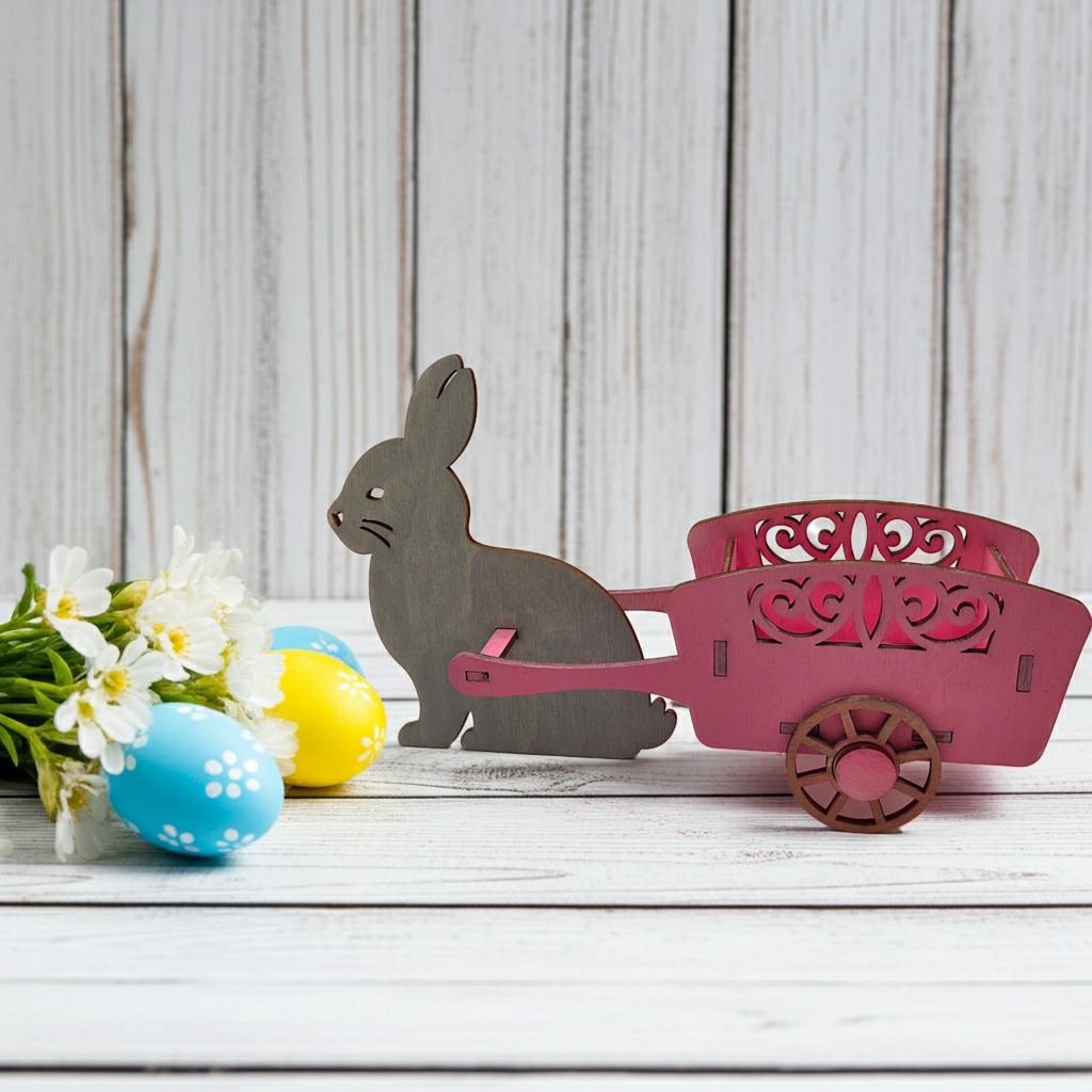 Rabbit with a stroller - pink