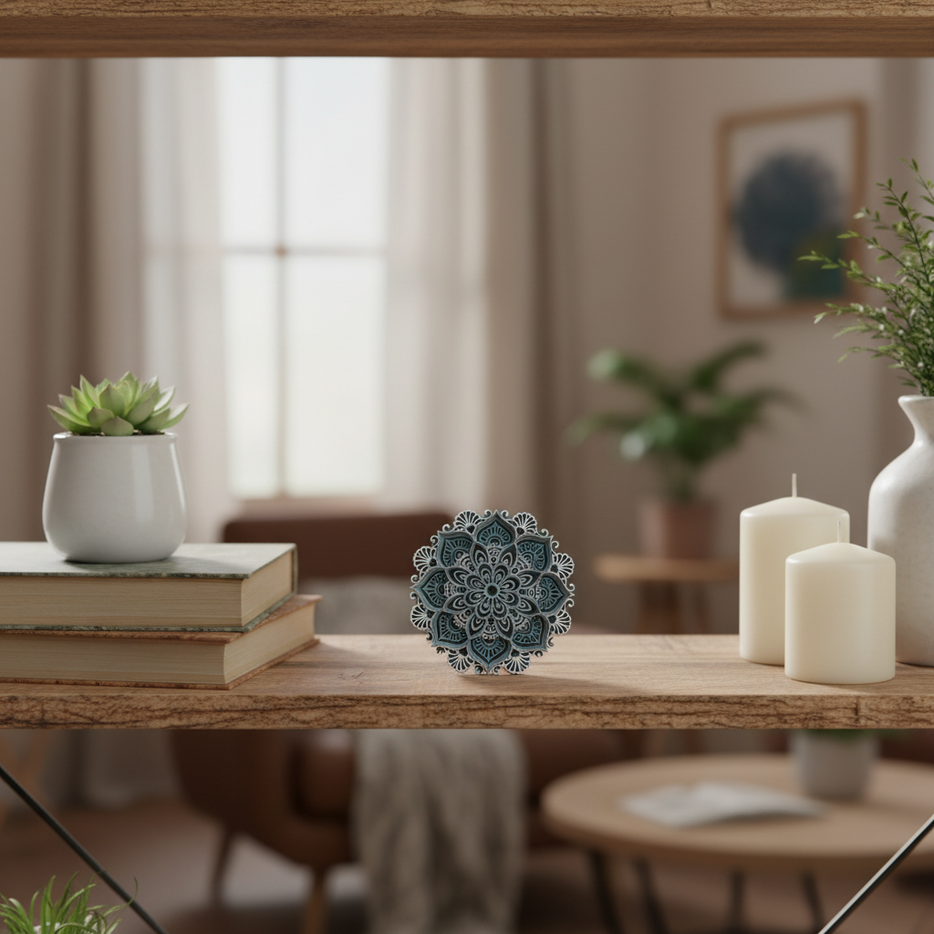 Cvetlična mandala – lesena stenska dekoracija